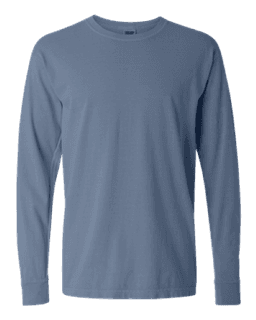 Sample of 6.1 Ounce Ringspun Cotton Long Sleeve T-Shirt in BlueJean from side front