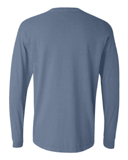Sample of 6.1 Ounce Ringspun Cotton Long Sleeve T-Shirt in Blue Jean from side back
