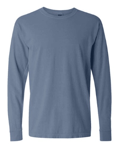 Sample of 6.1 Ounce Ringspun Cotton Long Sleeve T-Shirt in Blue Jean style