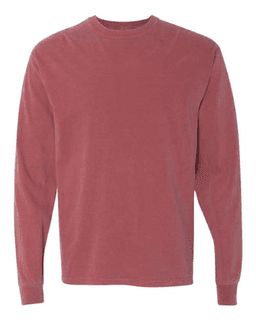 Sample of 6.1 Ounce Ringspun Cotton Long Sleeve T-Shirt in Brick from side front