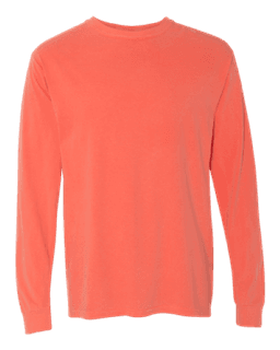 Sample of 6.1 Ounce Ringspun Cotton Long Sleeve T-Shirt in BrightSalmon from side front