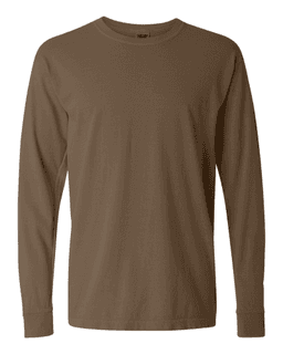 Sample of 6.1 Ounce Ringspun Cotton Long Sleeve T-Shirt in Brown from side front