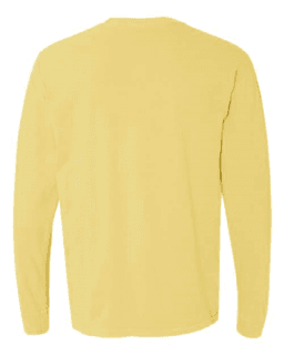 Sample of 6.1 Ounce Ringspun Cotton Long Sleeve T-Shirt in Butter from side back