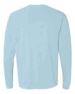 Sample of 6.1 Ounce Ringspun Cotton Long Sleeve T-Shirt in Chambray from side back