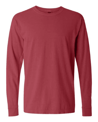 Sample of 6.1 Ounce Ringspun Cotton Long Sleeve T-Shirt in Crimson style