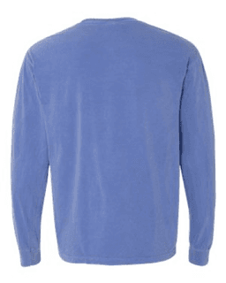 Sample of 6.1 Ounce Ringspun Cotton Long Sleeve T-Shirt in FloBlue from side back