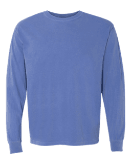 Sample of 6.1 Ounce Ringspun Cotton Long Sleeve T-Shirt in FloBlue from side front