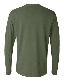 Sample of 6.1 Ounce Ringspun Cotton Long Sleeve T-Shirt in Hemp from side back