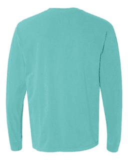Sample of 6.1 Ounce Ringspun Cotton Long Sleeve T-Shirt in Lagoon from side back