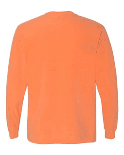 Sample of 6.1 Ounce Ringspun Cotton Long Sleeve T-Shirt in Melon from side back