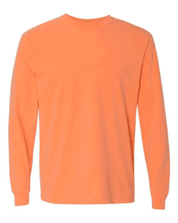 Sample of 6.1 Ounce Ringspun Cotton Long Sleeve T-Shirt in Melon from side front