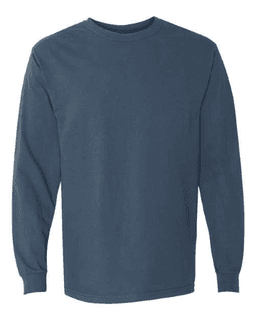 Sample of 6.1 Ounce Ringspun Cotton Long Sleeve T-Shirt in Midnight from side front