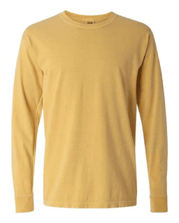 Sample of 6.1 Ounce Ringspun Cotton Long Sleeve T-Shirt in Mustard from side front