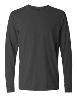 Sample of 6.1 Ounce Ringspun Cotton Long Sleeve T-Shirt in Pepper from side front