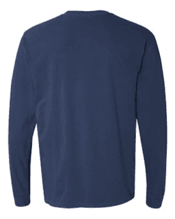 Sample of 6.1 Ounce Ringspun Cotton Long Sleeve T-Shirt in TrueNavy from side back