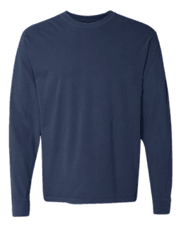 Sample of 6.1 Ounce Ringspun Cotton Long Sleeve T-Shirt in TrueNavy from side front