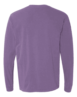 Sample of 6.1 Ounce Ringspun Cotton Long Sleeve T-Shirt in Violet from side back