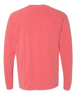 Sample of 6.1 Ounce Ringspun Cotton Long Sleeve T-Shirt in Watermelon from side back