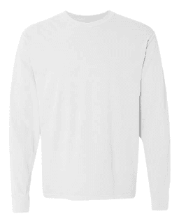Sample of 6.1 Ounce Ringspun Cotton Long Sleeve T-Shirt in White from side front