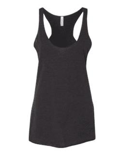 Sample of Women's Triblend Racerback Tank in Black Heather Triblend from side front