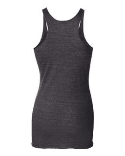 Sample of Women's Triblend Racerback Tank in Charcoal Black Triblend from side back