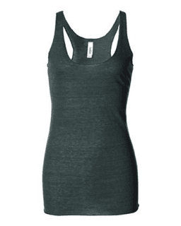 Sample of Women's Triblend Racerback Tank in Emerald Triblend from side front