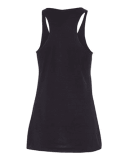 Sample of Women's Triblend Racerback Tank in Solid Black Triblend from side back