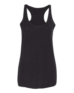 Sample of Women's Triblend Racerback Tank in Solid Black Triblend from side front