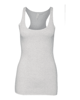 Sample of Women's Triblend Racerback Tank in White Fleck Triblend from side front