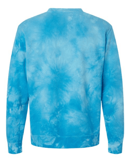 Sample of Midweight Tie-Dyed Sweatshirt in Tie Dye Aqua Blue from side back