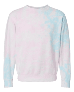 Sample of Midweight Tie-Dyed Sweatshirt in Tie Dye Cotton Candy from side front