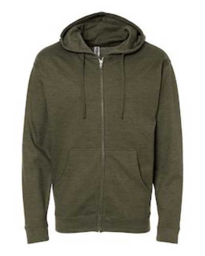 Sample of Midweight Full-Zip Hooded Sweatshirt in Army Heather style