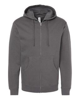 Sample of Midweight Full-Zip Hooded Sweatshirt in Charcoal from side front