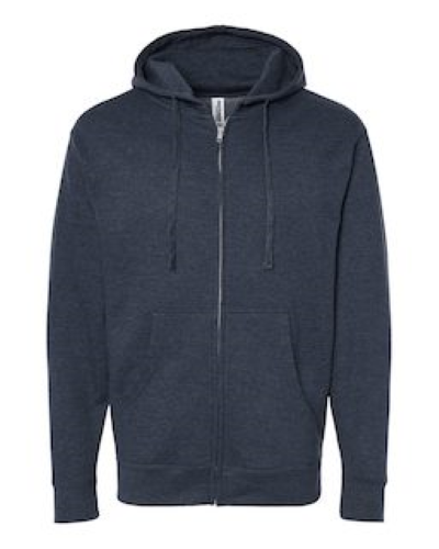 Sample of Midweight Full-Zip Hooded Sweatshirt in Classic Navy Heather style