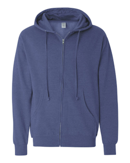 Sample of Midweight Full-Zip Hooded Sweatshirt in Heather Blue from side front