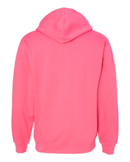 Sample of Midweight Full-Zip Hooded Sweatshirt in Neon Pink from side back
