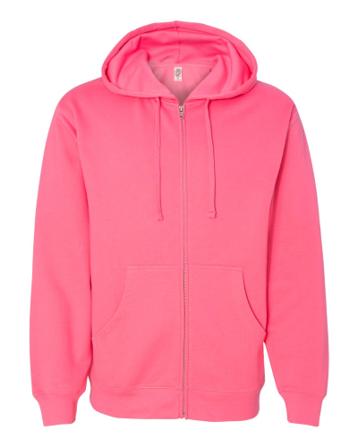 Sample of Midweight Full-Zip Hooded Sweatshirt in Neon Pink style