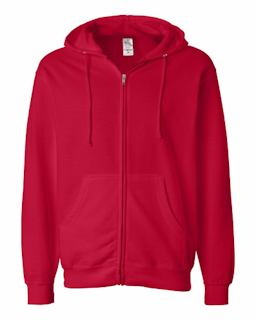 Sample of Midweight Full-Zip Hooded Sweatshirt in Red from side front