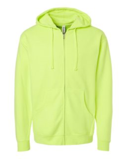 Sample of Midweight Full-Zip Hooded Sweatshirt in Safety Yellow from side front