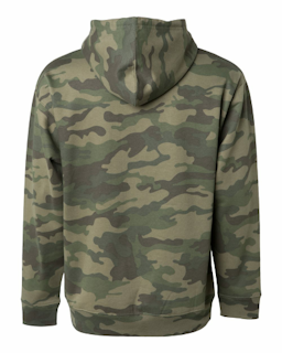 Sample of Midweight Hooded Sweatshirt in Forest Camo from side back