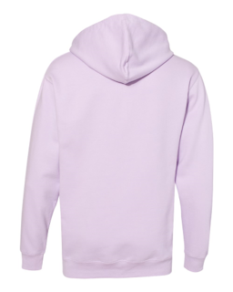 Sample of Midweight Hooded Sweatshirt in Lavender from side back