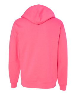 Sample of Midweight Hooded Sweatshirt in Neon Pink from side back