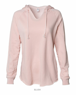 Sample of Women's Lightweight California Wavewash Hooded Pullover Sweatshirt in Blush from side front