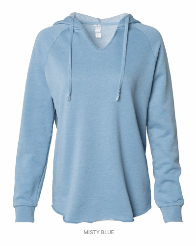 Sample of Women's Lightweight California Wavewash Hooded Pullover Sweatshirt in MistyBlue style