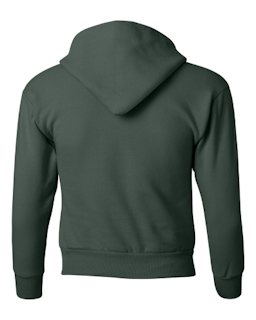 Sample of ComfortBlend EcoSmart Youth Hooded Sweatshirt in Deep Forest from side back