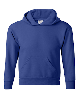 Sample of ComfortBlend EcoSmart Youth Hooded Sweatshirt in Deep Royal from side front