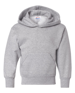 Sample of ComfortBlend EcoSmart Youth Hooded Sweatshirt in Light Steel from side front