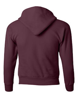 Sample of ComfortBlend EcoSmart Youth Hooded Sweatshirt in Maroon from side back