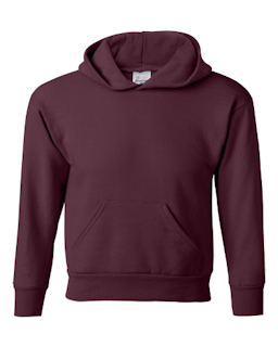 Sample of ComfortBlend EcoSmart Youth Hooded Sweatshirt in Maroon from side front