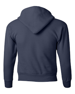 Sample of ComfortBlend EcoSmart Youth Hooded Sweatshirt in Navy from side back
